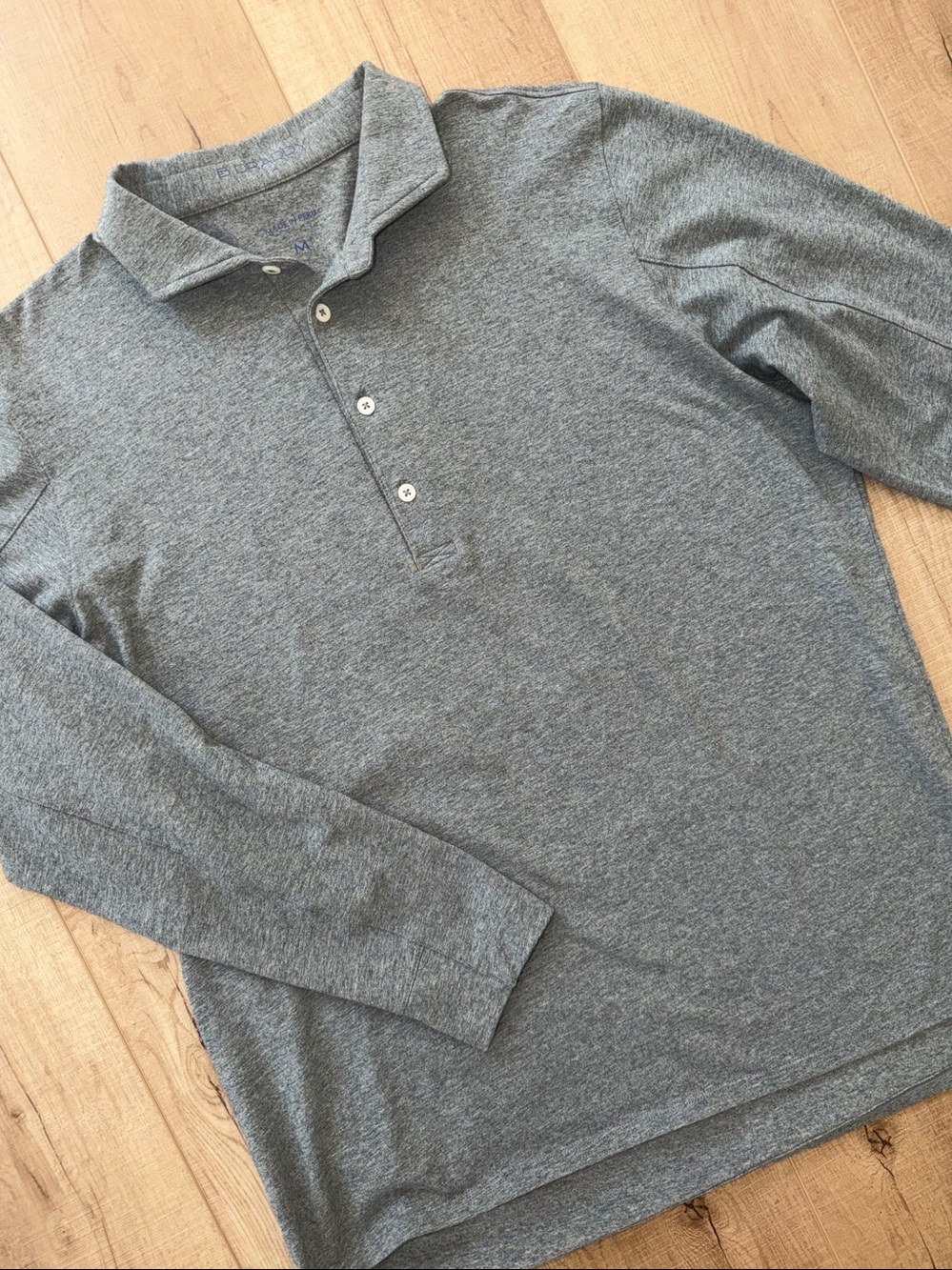 B. Draddy Quinlivan Long Sleeve Pima CottonPolo Shirt - MED - Charcoal Grey